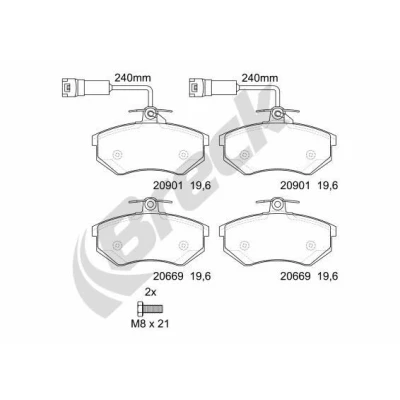Billede af BRECK 20669 10 701 Bremseklodser Inkl. slidadvarselskontakt, med indbygget slidsensor AUDI: Cabriolet B4, 80 B4 Sedan, B3