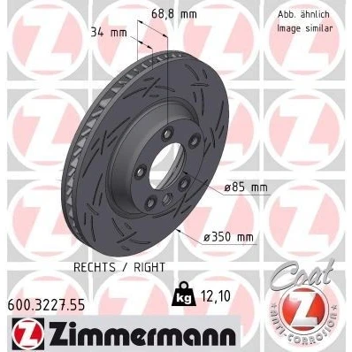 Billede af ZIMMERMANN BLACK Z 600.3227.55 Bremseskiver 350 34 6/5 5 130 indvendigt ventileret, opslidset coatet højkarboniseret PORSCHE: Cayenne