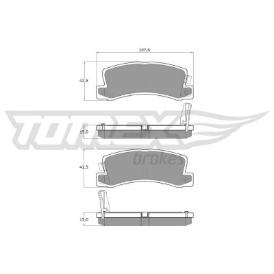 Billede af TOMEX brakes TX 13 66 Bremseklodser bagaksel med akustisk advarsel for slid TOYOTA: Corolla VIII Compact, Liftback, Avensis I Stationcar