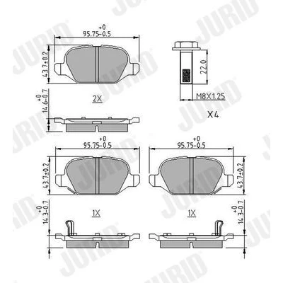 Billede af JURID 573427J Bremseklodser med akustisk advarsel for slid tilbehør FIAT: Panda III Hatchback