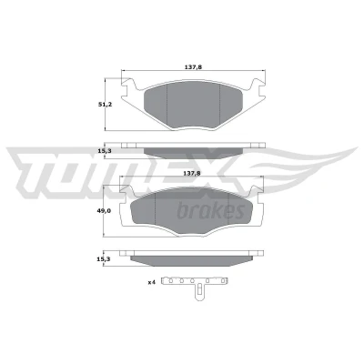 Billede af TOMEX brakes TX 10 14 Bremseklodser foraksel med tilbehør VOLKSWAGEN: GOLF 2, 1 Cabriolet, 1, SEAT: Ibiza 2