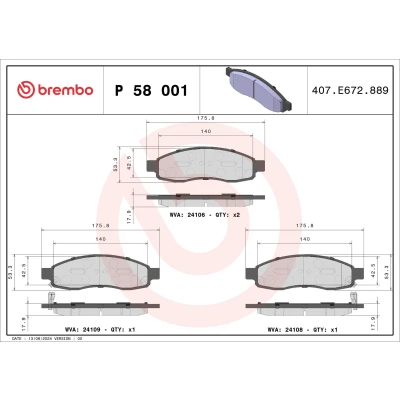Billede af BREMBO P 58 001 Bremseklodser med akustisk advarsel for slid uden tilbehør
