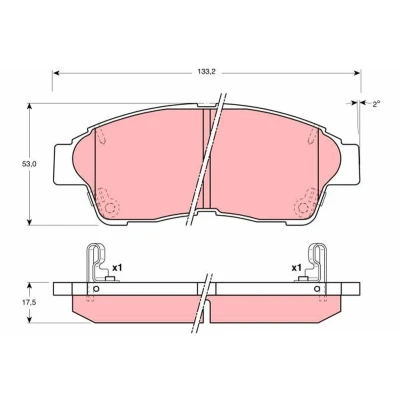 Billede af TRW GDB3207 Bremseklodser med akustisk advarsel for slid TOYOTA: Picnic
