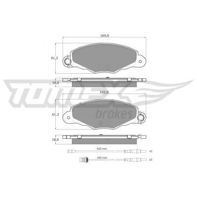 Billede af TOMEX brakes TX 13 37 Bremseklodser foraksel Inkl. slidadvarselskontakt, med akustisk advarsel for slid CITROËN: XM II Hatchback, Xantia Stationcar