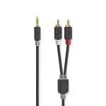 Billede af Stereo Audio kabel 3.5 mm Hanstik 2x RCA Guldplateret 1.00 m Runde Anthracite Window Box