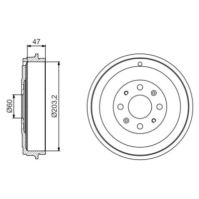 Billede af BOSCH 0 986 477 207 Bremsetromler 249,5 bagaksel FIAT: Punto Evo Hatchback, Grande III OPEL: Corsa D Adam