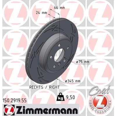Billede af ZIMMERMANN Bremseskive BMW: 3 Touring, 4 Gran Coupe, Sedan 24mm 6/5 5 hul 120mm indvendigt ventileret, opslidset coatet højkarboniseret 150.2919.55
