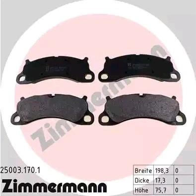 Billede af ZIMMERMANN 25003.170.1 Bremseklodser Forberedt til slidindikator Billede svarer leveringsomfang PORSCHE: 911 Cabriolet, Coupe