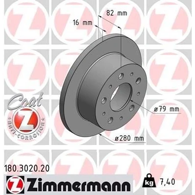 Billede af Bremseskive ZIMMERMANN 180.3020.20
