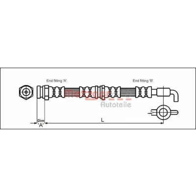 Billede af METZGER 4114780 Bremseslange 418 M10 x 1 MAZDA: MX 3