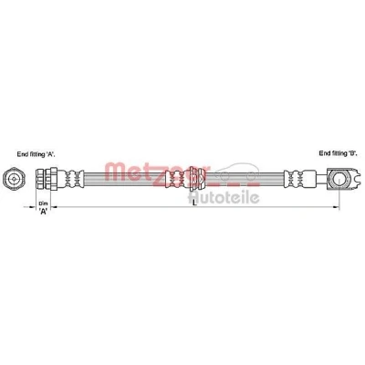 Billede af METZGER 4110259 Bremseslange 567 VOLKSWAGEN: Golf 4, Bora Sedan, 4 Variant, SKODA: Octavia 1 Combi, AUDI: A3 Hatchback