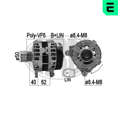 Billede af ERA 209614A Generator 14V 180A SKODA: Octavia 3 Schrägheck, Combi, VOLKSWAGEN: Sharan II, Golf 7, 7 Variant, AUDI: A3 Cabriolet