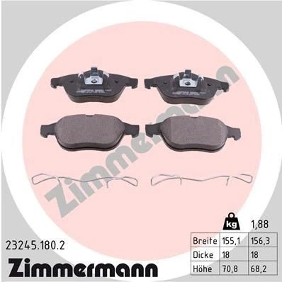 Billede af ZIMMERMANN 23245.180.2 Bremseklodser Billede svarer til leveringsomfang, med fjeder RENAULT: LAGUNA 2, 2 Grandtour