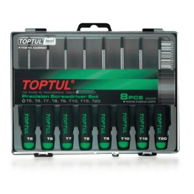 Billede af TOPTUL GAAW0801 Skruetrækkersæt 8 T6, T7, T8, T9, T10, T15, T20 Kunststofkassette