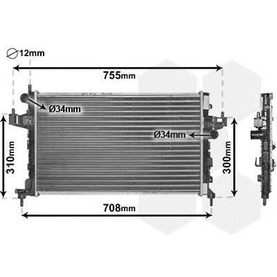 Billede af VAN WEZEL 37002380 Radiator Aluminium 598 340 24 Mekanisk fuget køleripper OPEL: Tigra Twintop, Corsa C Hatchback, Combo Tour
