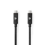 Billede af USB kabel 3.2 Gen 2 Type C Han 10 Gbps 100 W Nikkelplateret 1.00 m Runde PVC Sort Window Box