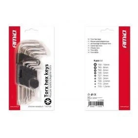 Billede af AMiO 01040 Vinkelskruetrækkersæt T10,T15,T20,T25,T27, T30,T40,T45,T50 Krom vanadium stål TORX 9