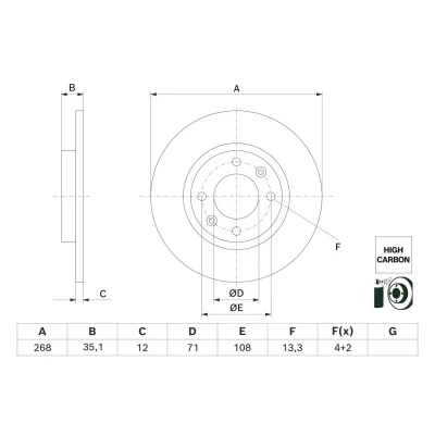 Billede af BOSCH Bremseskive PEUGEOT: 208 II Hatchback, 2008 II, OPEL: Corsa F CITROËN: C4 III Hatchback 0 986 479 H54 Bremseskiver, Skivebremser