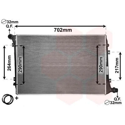 Billede af VAN WEZEL 58002224 Radiator Aluminium 650 445 32 *** IR PLUS med tilbehør Venstre tilslutning, Højre tilslutning Loddet køleripper