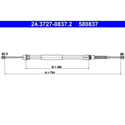 Billede af ATE 24.3727 0837.2 Håndbremsekabel 724