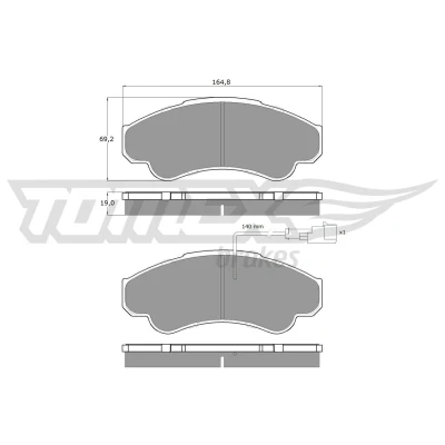 Billede af TOMEX brakes TX 12 47 Bremseklodser foraksel med indbygget slid advarselskontakt FIAT: Ducato III Ladvogn / Chassis, Bus, Van