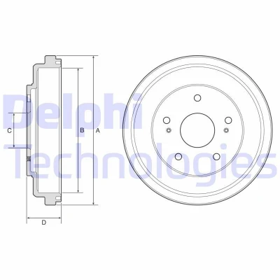Billede af DELPHI BF609 Bremsetromler uden ABS sensorring, hjullejer, leje 262 SUZUKI: SX4 I Hatchback