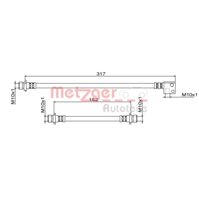 Billede af METZGER 4111862 Bremseslange Bagaksel venstre 317, 162 HONDA: CIVIC 9