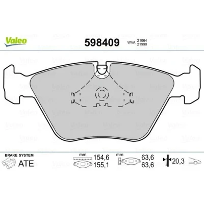 Billede af VALEO 598409 Bremseklodser foraksel Ekskl. slidadvarselskontakt med anti knirke plade BMW: 3 Sedan, Touring, 5 Sedan