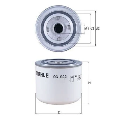 Billede af MAHLE ORIGINAL OC 222 Oliefilter med en returløbs stop ventil Påskruet filter ALFA ROMEO: 156 Sportwagon, 166, Sedan, VOLVO: 480 E, 460 L