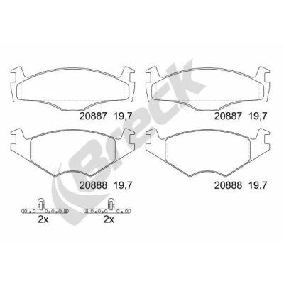 Billede af BRECK 20887 20 702 00 Bremseklodser Ikke forberedt til slidindikator VOLKSWAGEN: GOLF 3, 2, 1 Cabriolet, SEAT: Ibiza AUDI: Coupe B2