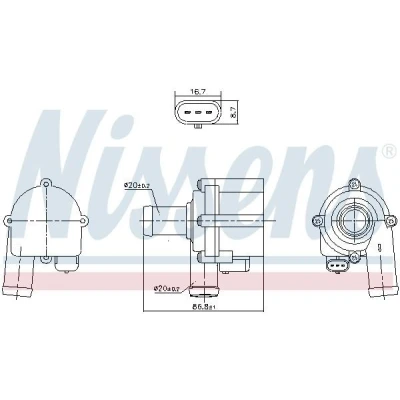 Billede af NISSENS 832172 Vandpumpe plastik elektrisk AUDI: A4 B9 Avant, B8 A5 Sportback