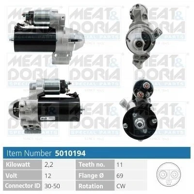 Billede af MEAT &amp; DORIA 5010194 Starter 12V 2,2kW 11 30 50 69mm BMW: 5 Touring, Sedan