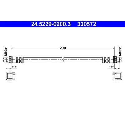 Billede af ATE 24.5229 0200.3 Bremseslange 200 PEUGEOT: 207 Hatchback, 206 SW, OPEL: Vivaro A Combi