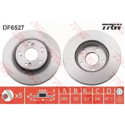 Billede af TRW DF6527 Bremseskiver 280 25 5 114,3 ventileret lakeret HONDA: CIVIC 9