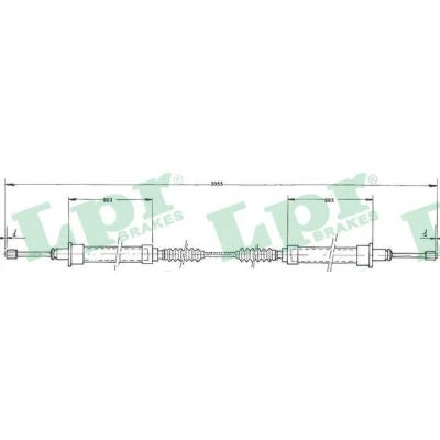 Billede af LPR C0523B Håndbremsekabel 3025/810+810 Tromlebremse FIAT: Ducato II Ladvogn/Chassis, PEUGEOT: Boxer Ladvogn/Chassis