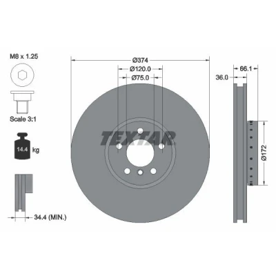 Billede af TEXTAR PRO+ 92266325 Bremseskiver BMW: 7, 5 GT