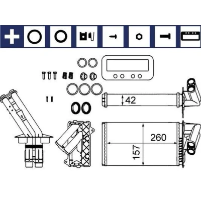 Billede af MAHLE ORIGINAL AH 103 000S Varmeveksler med pakninger, tilbehør tætningsring, fjederring, skruer RENAULT: LAGUNA 2