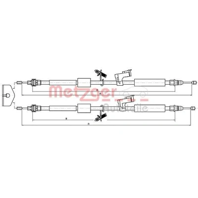 Billede af METZGER 10.5370 Håndbremsekabel bag 1816/1700+1860/1745 Skivebremse COFLE FORD: Focus 2 Kombi, C Max, Max