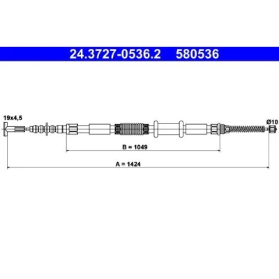 Billede af ATE 24.3727 0536.2 Håndbremsekabel 1424