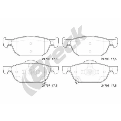 Billede af BRECK 24796 00 701 Bremseklodser Inkl. slidadvarselskontakt, med akustisk advarsel for slid HONDA: ACCORD 8, 8 Kombi