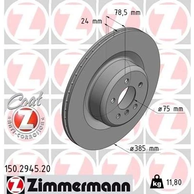 Billede af ZIMMERMANN COAT Z 150.2945.20 Bremseskiver 385 24 6/5 5 120 indvendigt ventileret coatet højkarboniseret BMW: X5, X6