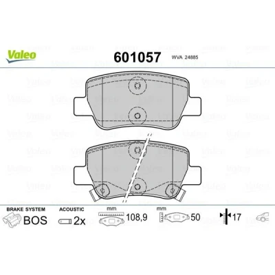 Billede af VALEO 601057 Bremseklodser bagaksel Inkl. slidadvarselskontakt med anti knirke plade TOYOTA: Avensis III Stationcar, Sedan