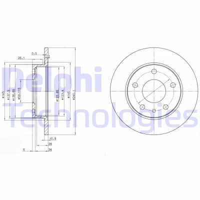 Billede af DELPHI BG2914 Bremseskiver 240 11 5 fuldstændigt olieret ubehandlet uden hjullejer, ABS sensorring ALFA ROMEO: Spider