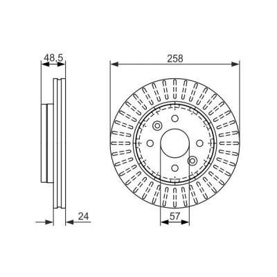 Billede af BOSCH 0 986 479 676 Bremseskiver 257,7 24 4 100 ventileret olieret