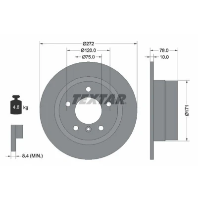 Billede af TEXTAR PRO 92072303 Bremseskiver 272 10 05/06 120 fuldstændigt coatet uden hjulbolte, hjulnav BMW: 3 Compact