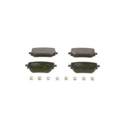 Billede af BOSCH 0 986 424 890 Bremseklodser Low Metallic med anti knirke plade, monteringsvejledning fjeder MERCEDES BENZ: GLB, A klasse, CLA Coupe