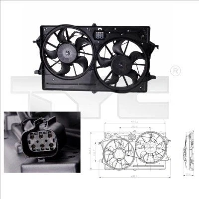 Billede af TYC 810 0016 Køleventilator 300 130+190 med kølerventilatorramme (karm), belastningsmodstand FORD: Focus 2, 2 Kombi, Mk1 Stationcar