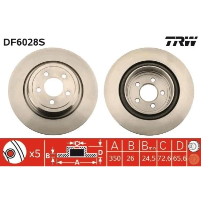 Billede af TRW DF6028S Bremseskiver 350 26 5 115 ventileret lakeret CHRYSLER: 300C Sedan, Touring