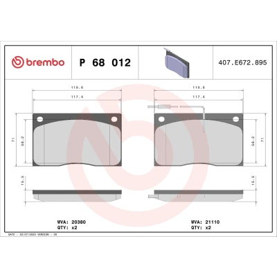 Billede af BREMBO P 68 012 Bremseklodser Inkl. slidadvarselskontakt uden tilbehør JAGUAR: XJ Sedan, Coupe
