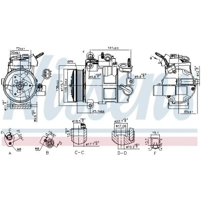 Billede af NISSENS 890800 Kompressor 7SBH17C 12 PAG 46 R 134a FORD: Transit Connect V408 Van